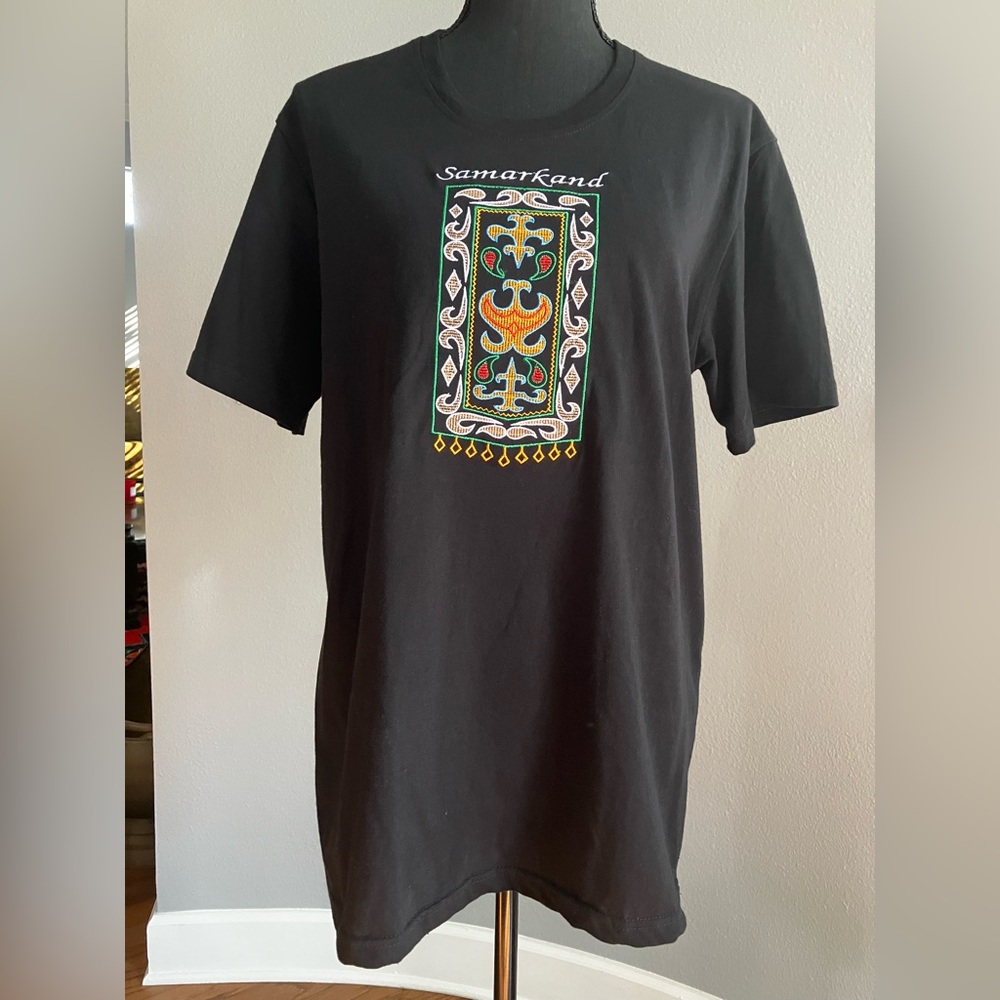 NWT Black Graphic T-Shirt size XL. Purchased in Uzbekistan. 100% cotton